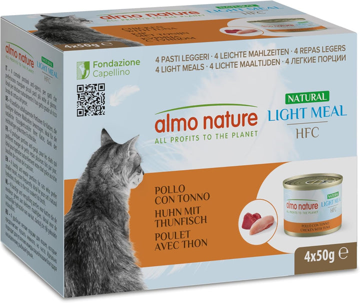 Almo Nature HFC Natural Light Meal - hrană umedă pentru pisici - pui cu ton - grad uman, fără gluten - 50 G (pachet de 4)