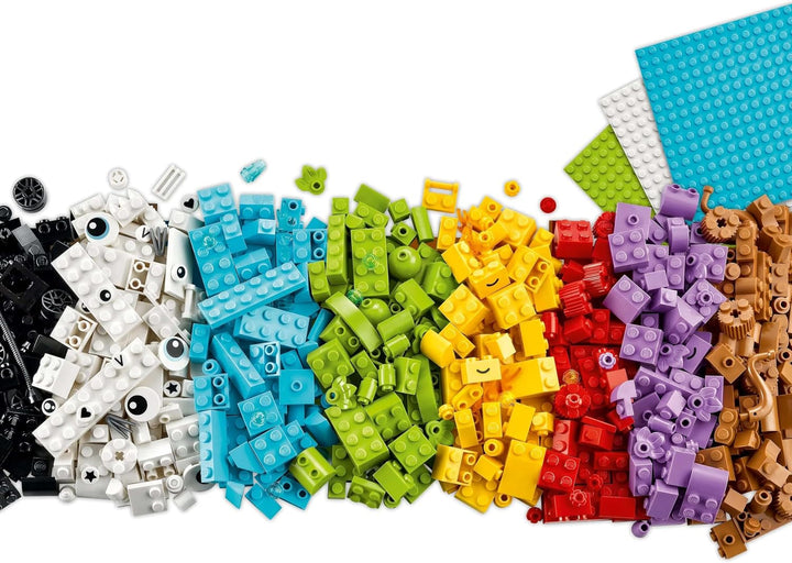 Set creativ LEGO Classic pentru construcție și joacă - set cu cărămizi colorate - construiește o casă, un câine, o mașină amuzantă, o claviatură de pian și un curcubeu - set de artizanat pentru băieți și fete de la 5 ani