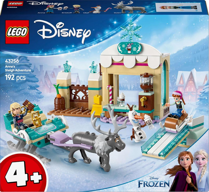 LEGO Ç€ Disney Frozen Anna's Sleigh Adventure, Jucărie de construcție și Playset de fantezie, Suport de ciocolată cu Anna, Kristoff, Olaf și Sven Mini Dolls, Jucărie de prințesă pentru fete de la 4 ani 43256
