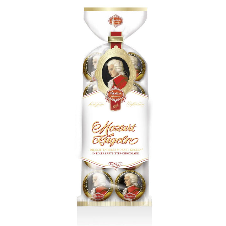 Reber, Mozart-Kugeln, 5Er Tüte, Mozart-Kugeln Aus Zartbitter-Schokolade, Gefüllt Mit Pistazien-Marzipan, Mandeln Und Haselnuss-Nougat, 100G (5 Mozart-Kugeln)