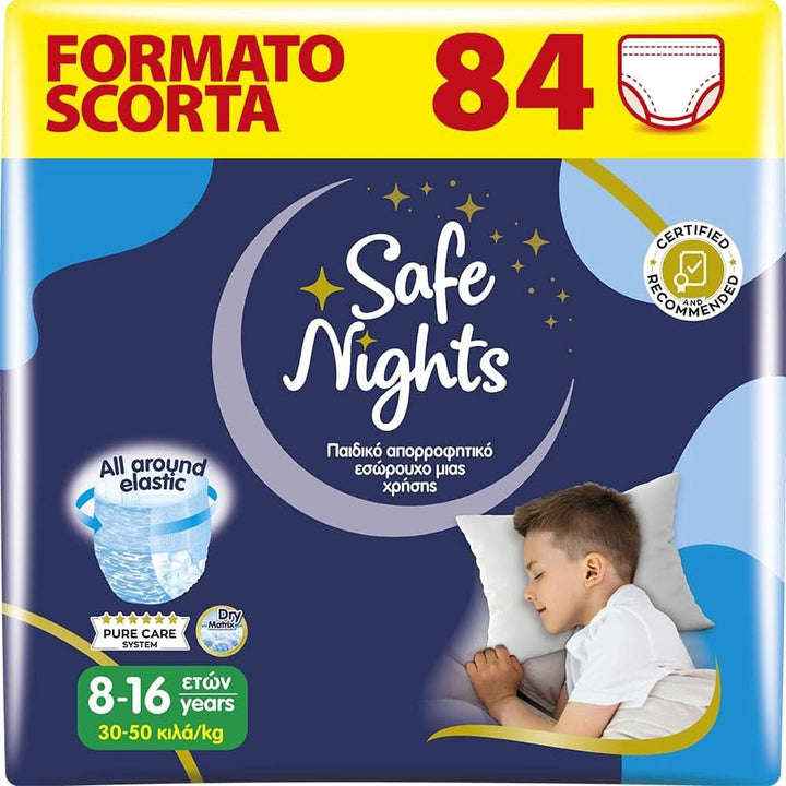 Safe Nights Boy, Höschen Für Die Nacht, Für Kinder Von 8-16 Jahren (30-50 Kg), 14 Stück