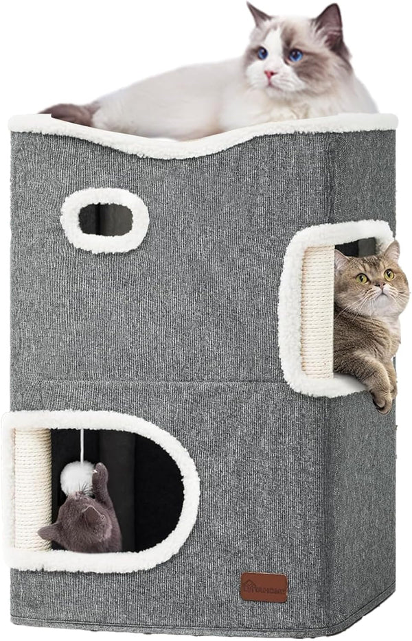 YITAHOME Căsuță pentru pisici de interior, Pat pentru pisici de interior, Butoi pentru pisici, Peșteră pentru pisici, Stâlp mic de zgâriat, Mobilier pentru pisici, Peșteră pentru pisici, Peșteri pentru pisici, Paturi pentru pisici (Gri)