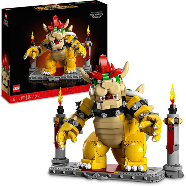 LEGO Super Mario The Mighty Bowser, kit model 3D, set mare cu figură mobilă de colecționat, inclusiv platformă de duel, idee de cadou pentru fani, de afișat ca decor pentru cameră 71411