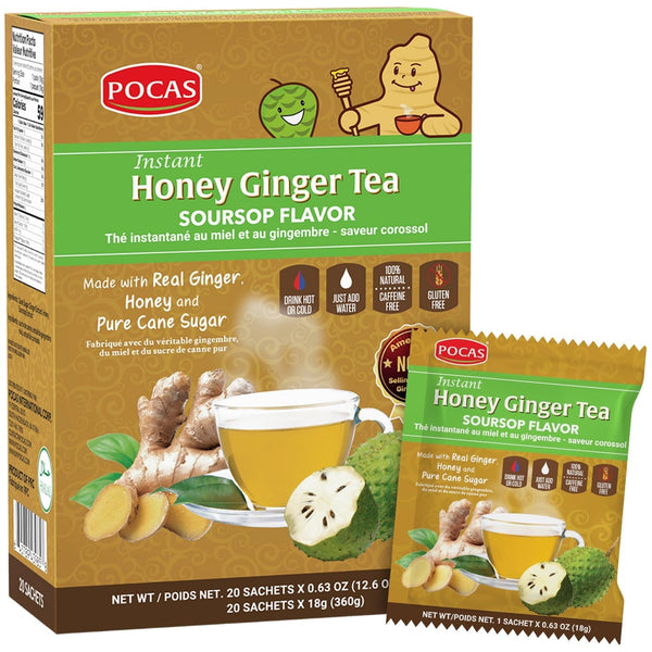 Honey Ginger Tea - Instant Tea Powder Packets 20 Count Tea USA Naty Shop Soursop 360 Gram (Pack Of 1)