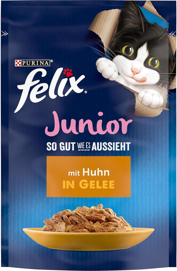FELIX so Good How It Looks Junior Kitten Food umedă în jeleu, cu pui, 26Pack (26 X 85G)