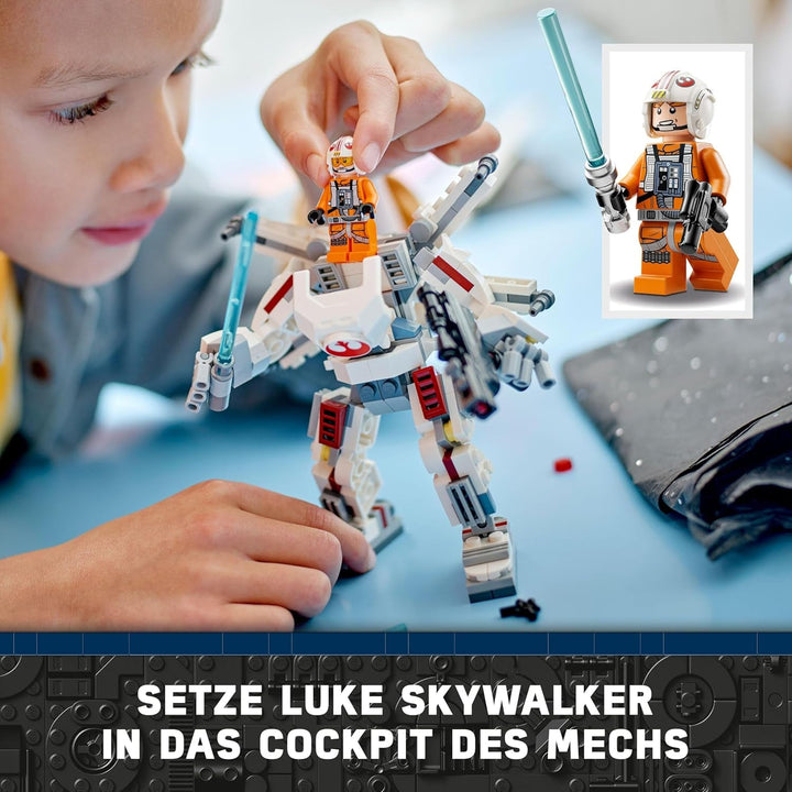 LEGO Star Wars X-Wing Mech al lui Luke Skywalker, cărămizi de jucărie de colecționat, aventură de acțiune, idee de cadou pentru băieți și fete creative cu vârsta de 6+ 75390