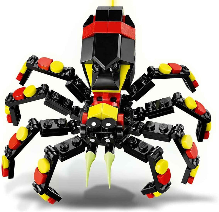 LEGO Creator 3In1 Animale sălbatice: Păianjen surpriză - jucărie de reconstruit într-o figură de scorpion sau șarpe - set de construcție cu 3 modele - cadou pentru băieți și fete de la 7 ani 31159