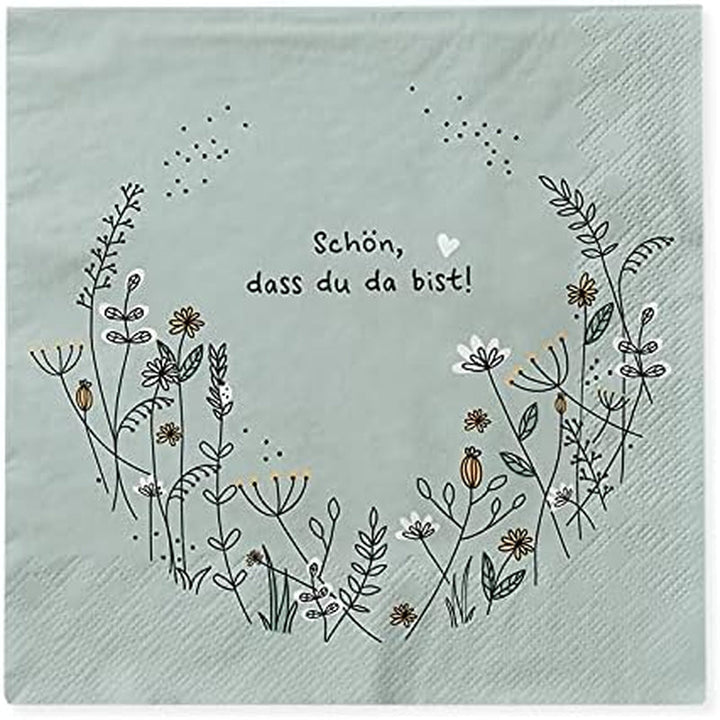 Șervețele Grafik-Werkstatt cu dicton | 20 bucăți | 12,5 X 12,5 cm | alb | bună ziua