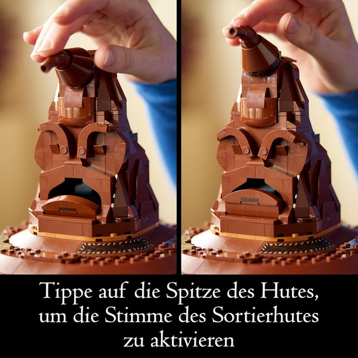 LEGO Harry Potter Pălăria vorbitoare, model Hogwarts pentru adulți, cadou de film pentru femei, bărbați, mamă și tată, cu 31 de combinații de sunete aleatorii, te sortează în casa ta Hogwarts 76429