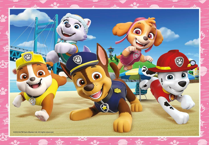 Clementoni - 21513 - Supercolor Puzzle 4 in 1 - Paw Patrol - Puzzle 12,16,20,24 piese de la 3 ani, Puzzle colorat pentru copii cu luminozitate specială și intensitate a culorilor, Joc de îndemânare pentru copii