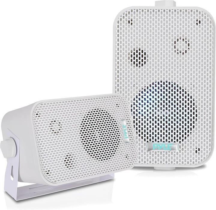 Pyle 2 Wege Lautsprecher Box Als Wasserdichte Box Outdoor & Als Innen Lautsprecher Wand, Decken & Ecken – 300W Outdoor Box Wasserdicht & Leichte Montage. Robust & Kompakte Lautsprecherbox 9 Cm, Weiß