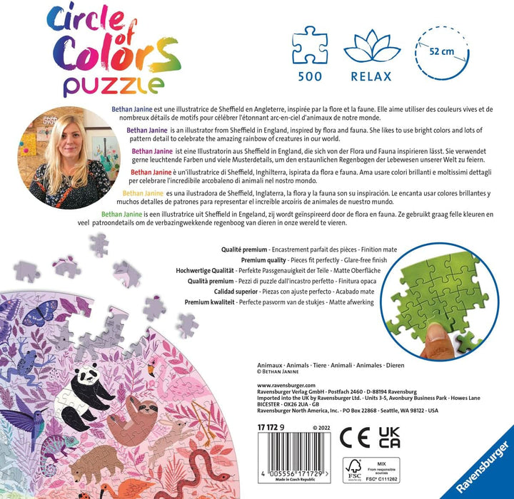 Ravensburger Puzzle 17172 Cercul de culori -Animale 500 piese