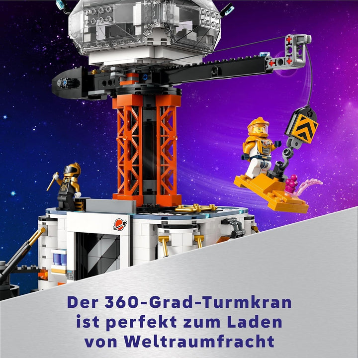LEGO City Space Base cu rampa de lansare, stație spațială de jucărie cu vehicul spațial și navă spațială pentru copii, set cu 6 minifigurine, roboți și extratereștri, cadou pentru băieți și fete 60434