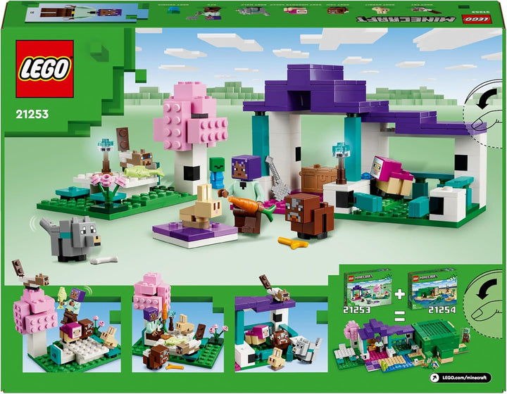 LEGO Minecraft Sanctuarul animalelor, jucărie cu multe figuri de animale pentru fete și băieți de la 7 ani, cadou pentru gameri și copii, set de modele de cărămizi ale biomului de câmpie 21253