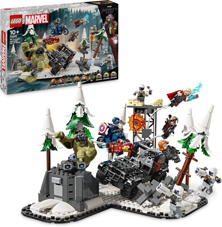 LEGO Marvel Avengers Assemble: Age of Ultron, set de construit și jucat cu 8 minifigurine de supereroi precum Thor, Hulk și Iron Man, jucărie de construit pentru băieți și fete, set de aventură 76291