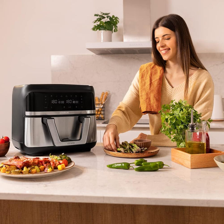 Cecotec Heißluftfritteuse 9 L Cecofry Advance Double. 2850 W, Kompakte, Digitale Und Ölfreie Diätfritteuse, Zwei Körben Mit Doppelter Temperatur Und Perfectcook-Technologie