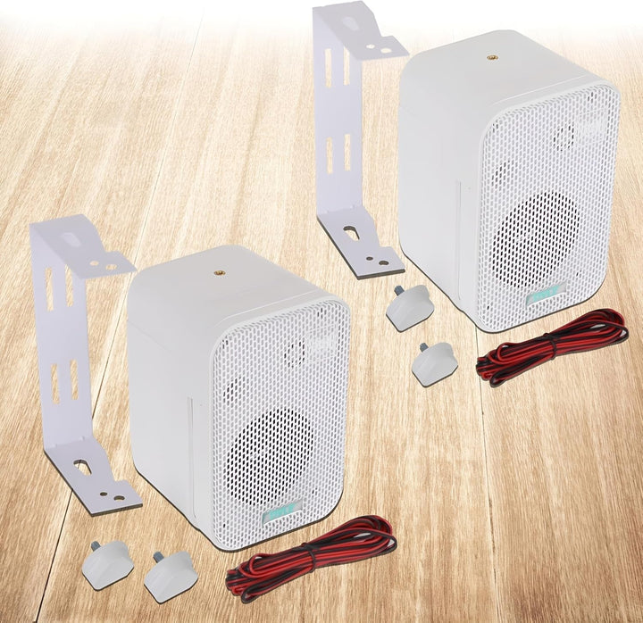 Pyle 2 Wege Lautsprecher Box Als Wasserdichte Box Outdoor & Als Innen Lautsprecher Wand, Decken & Ecken – 300W Outdoor Box Wasserdicht & Leichte Montage. Robust & Kompakte Lautsprecherbox 9 Cm, Weiß