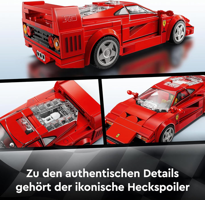 LEGO Speed Champions Ferrari F40 Super Sports Car, Playset cu mașină de jucărie construibilă și șofer minifigurină, set de construcție de colecție pentru copii, cadou pentru băieți și fete 76934