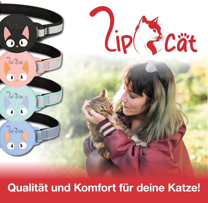 Zgardă pentru pisici Lipcat® Airtag | Reflectorizantă, căptușită și reglabilă | Închizătoare de siguranță, clopoțel și suport impermeabil pentru etichetă | Sistem de urmărire a pisicilor | Compatibilă cu Apple Airtag | Turcoaz