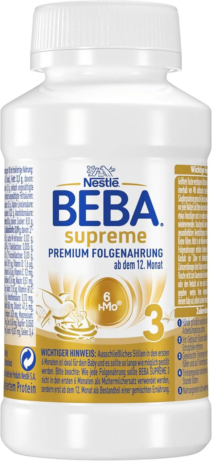 Nestlé BEBA SUPREME 3 Folgenahrung: Ab Dem 12. Monat, Trinkfertig, Im Anschluss an Das Stillen, 8Er Pack Fläschchen (8 X 200Ml)