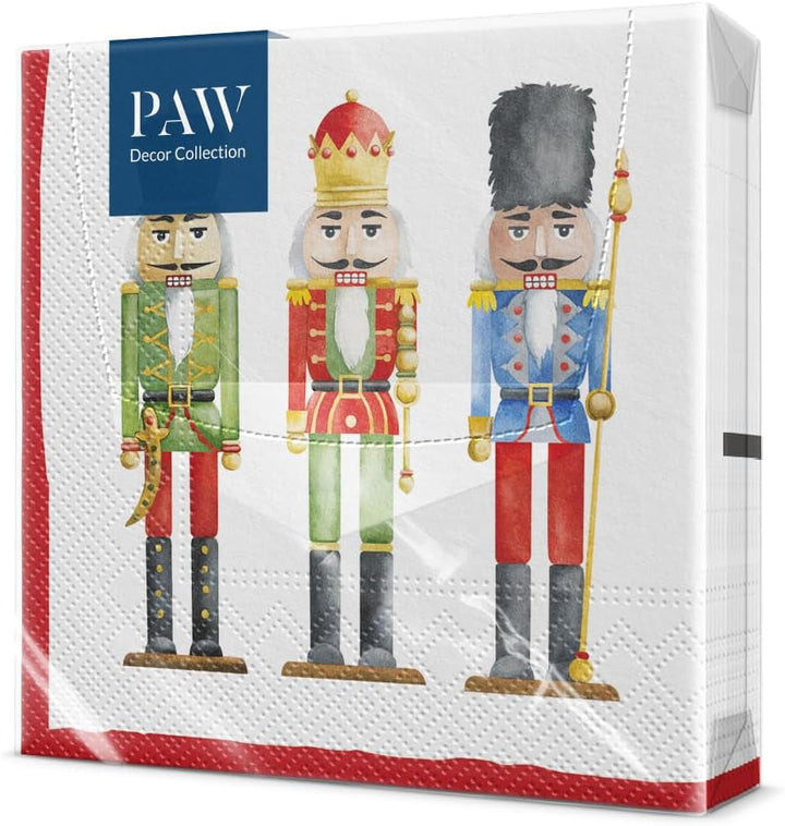 PAW - Șervețele 3 straturi (33 X 33 Cm) I 20 bucăți I Șervețele de hârtie colorate perfecte pentru masa de Crăciun I Șervețele - Crăciun, iarnă, stele, zăpadă, oameni de zăpadă I Familia Snowy