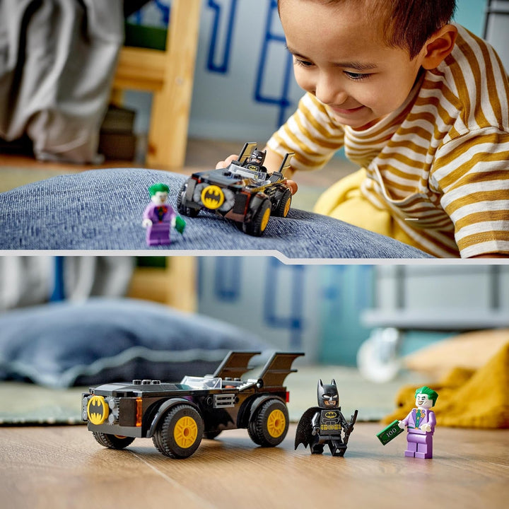LEGO 76264 DC Chase in Batmobil: Batman Vs. Joker set de mașini de jucărie, Set de pornire pentru supereroi cu 2 minifigurine, Jucărie pentru copii preșcolari, băieți, fete cu vârsta peste 4 ani, Rapid de asamblat