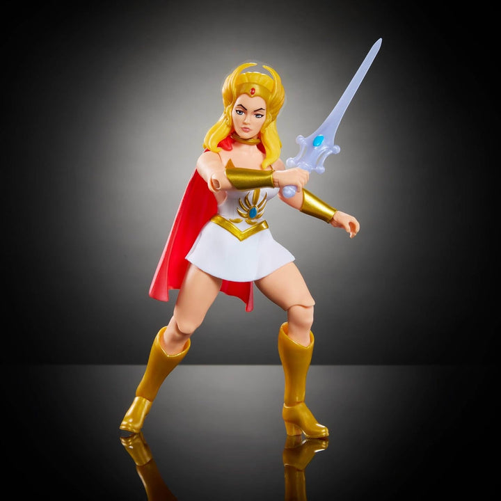 Masters of the Universe Origins figurină de acțiune She-Ra din colecția de desene animate, aproximativ 14 cm înălțime, eroină din televiziunea anilor 1980, prințesa puterii, design detaliat și accesorii, JBM76