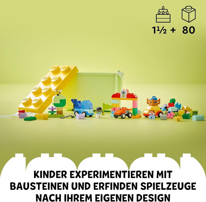 LEGO DUPLO Classic Brick Box Cars And Trucks, set de joacă cu vehicule pentru copii de la 1,5 ani, jucărie de învățare creativă, jucărie pentru mașini și set de mașini de curse 10439