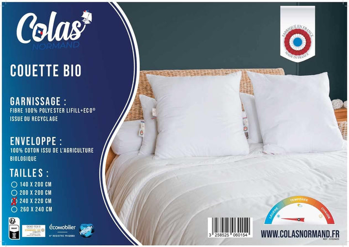 COLAS NORMAND | Cuvertură ușoară, 240 X 220 cm, bumbac organic, umplutură reciclată