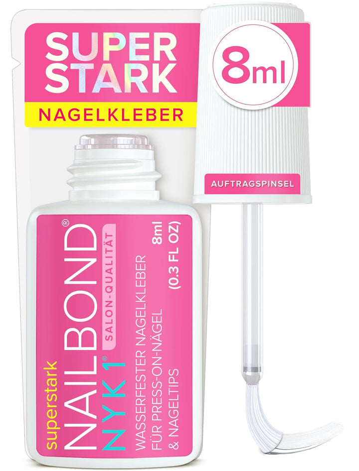 NYK1 Nailbond Lipici pentru unghii artificiale Extra puternic (8ml) Lipici pentru unghii cu pensulă pentru vârfuri, unghii prin presare și unghii acrilice Lipici pentru unghii - Lipici pentru unghii crăpate Lipici antifungic pentru unghii