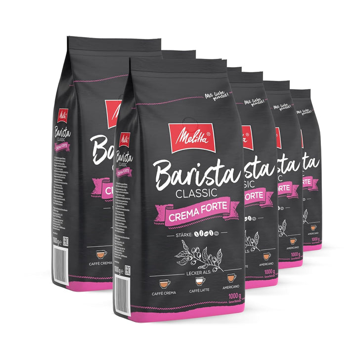 Melitta Barista Classic Espresso, Ganze Kaffee-Bohnen 1Kg, Ungemahlen, Kaffeebohnen Für Kaffee-Vollautomat, Kräftige Röstung, Stärke 5