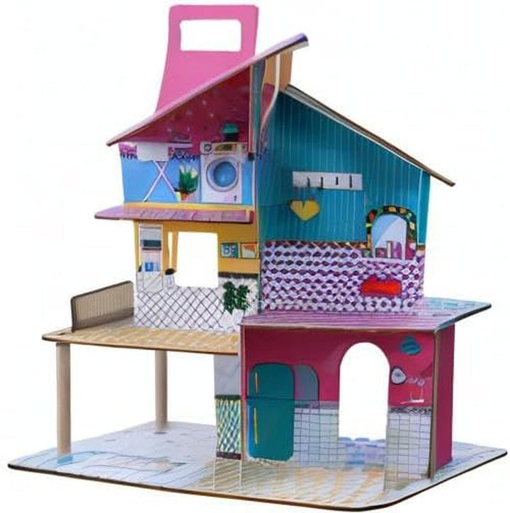 Olivia'S Little World 360 Casă de păpuși din lemn pentru copii Păpuși de 3,5" și 12 accesorii Multicolor TD-13260C