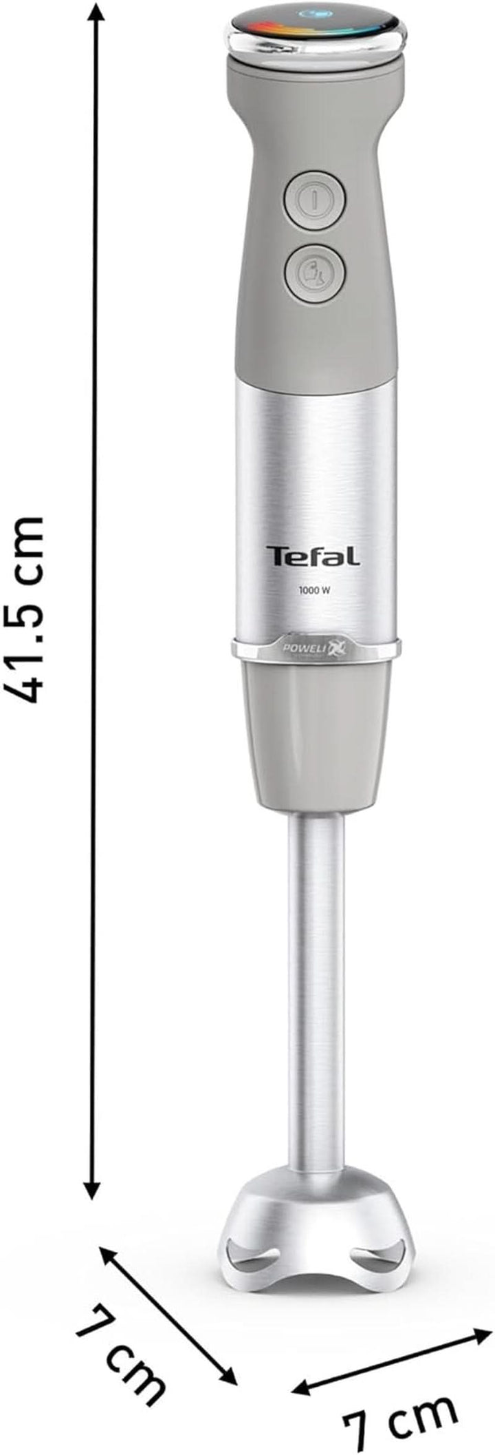 Tefal Quickchef+ 3-In-1 XL Stabmixer/Zerkleinerer/Schneebesen, 1000 W, Intuitive Geschwindigkeitsregelung, Turbo-Taste, Powelix-Messer-Technologie, Edelstahl, Grau, HB67MB30