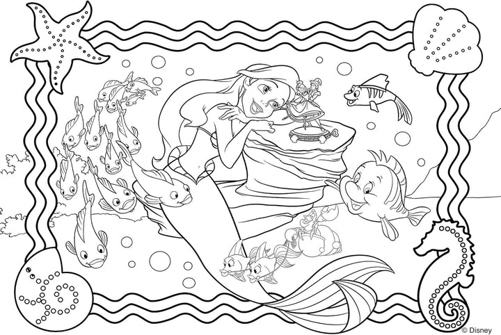 Lisciani - DISNEY Puzzle Ariel - Recreează și colorează scenele din cutiile tale preferate - de la 7 ani - PUZZLE DE MARE DIMENSIUNE cu 250 de piese - Încurajează dexteritatea