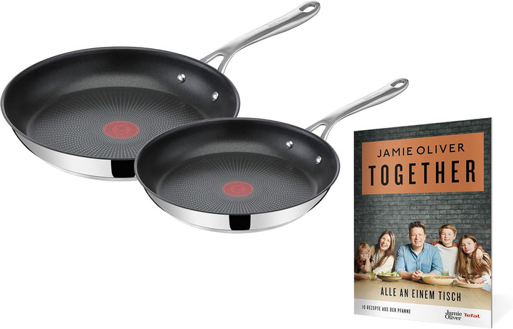 Tefal Jamie Oliver Cook'S Direct on Bratpfanne 28 Cm, Antihaft, Induktionstauglich, Backofenfest, Edelstahl, Genieteter Griff, E3040644