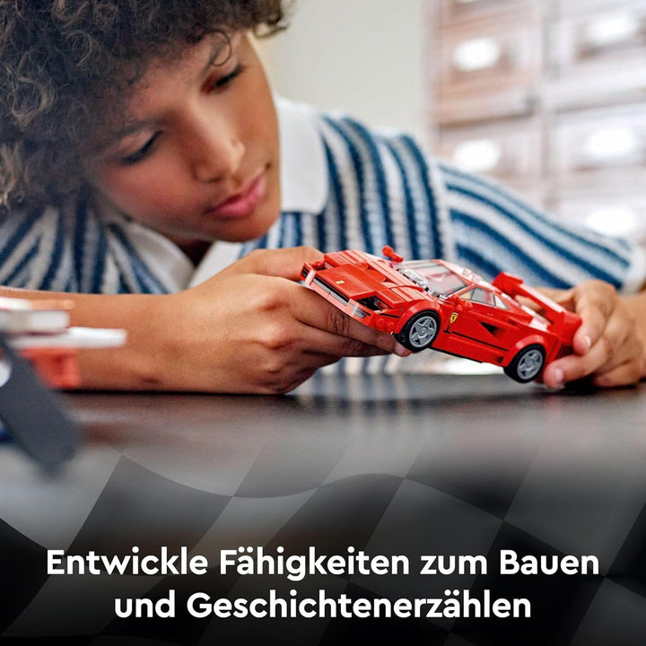 LEGO Speed Champions Ferrari F40 Super Sports Car, Playset cu mașină de jucărie construibilă și șofer minifigurină, set de construcție de colecție pentru copii, cadou pentru băieți și fete 76934