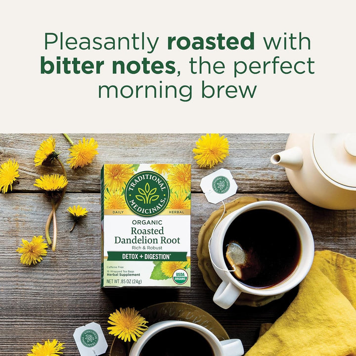 Tea, Organic Roasted Dandelion Root, Supports Kidney Function & Healthy Digestion, 96 Tea Bags (6 Pack) Tea USA Naty Shop