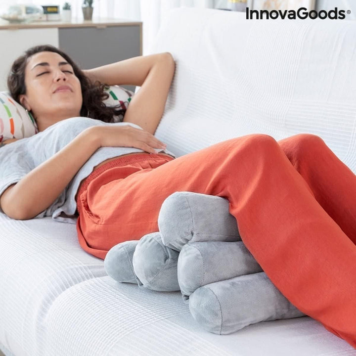 Innovagoods® Pernă ergonomică multifuncțională cu tub cu 5 module, pliabilă, robustă și durabilă, design catifelat, material bumbac/Pp, ideală pentru birou, casă, teleworking, mașină.