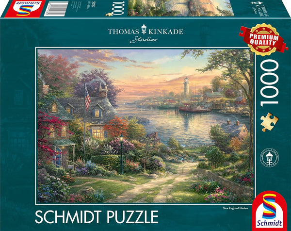 Schmidt Spiele 58785 Thomas Kinkade, New England Harbor, puzzle jigsaw 1000 piese, colorat