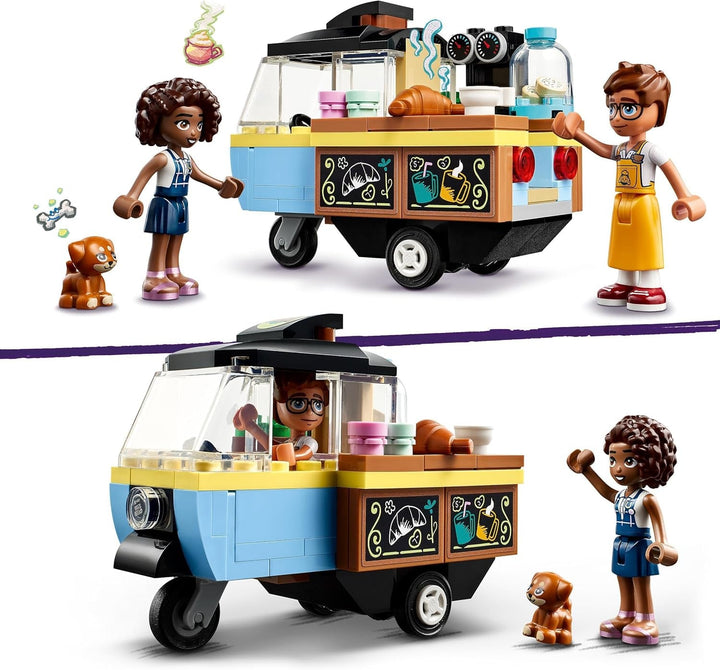 LEGO Friends Rolling Café, jucărie mică de copt pentru copii, cadou pentru fete și băieți de la 6 ani, jucărie educativă cu personajele Aliya, Jules și câinele Aira 42606