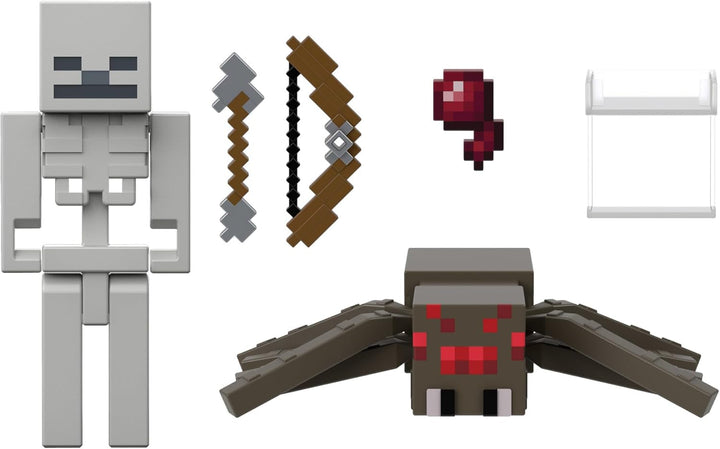 Mattel Minecraft Aprox. 8 cm Action Figure 2-Pack cu 2 figuri și 2 accesorii, figură de colecție ca cadou HLB29