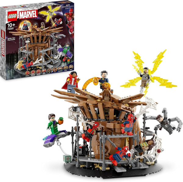 LEGO 76261 Marvel Spider-Man's Big Showdown, Spider-Man: No Way Home set cu 3 minifigurine Peter Parker plus Green Goblin, Electro, Sandman, Ned, Doctor Strange și MJ, model de colecție