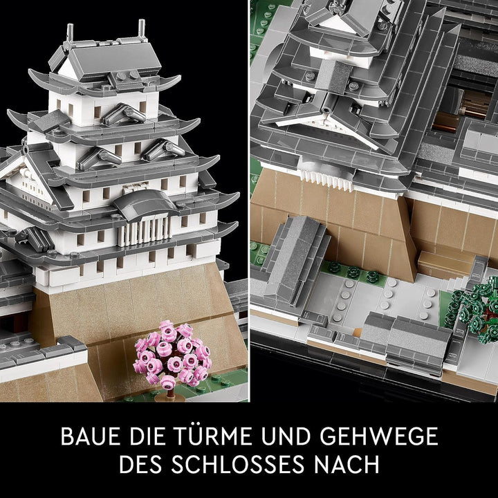 Castelul LEGO Architecture Himeji, Kit model pentru adulți, Colecția Landmark, Set pentru fanii grădinăritului creativ și ai culturii japoneze, cu copac cu flori de cireș, cadou pentru el și ea 21060