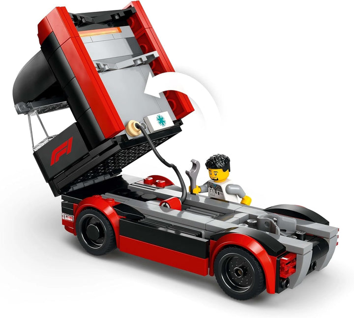 LEGO City F1 Transporter with RB20 & AMR24 F1 Racing Cars - Toy Car Transporter for Red Bull & Aston Martin Formula 1 Teams - Incl. 5 Minifigures - Gift for Boys & Girls Ages 8+ 60445