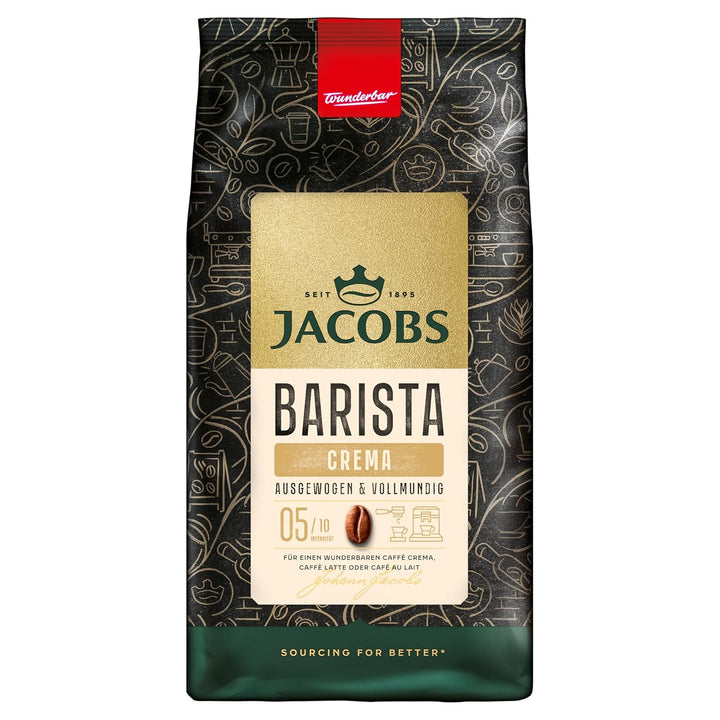 Jacobs Barista Crema Intense Kaffeebohnen 1Kg – Intensiv, Dunkle Schokolade & Pekannüssen, Arabica & Robusta Bohnen, Intensität 7/10, Ideal Für Café Crema