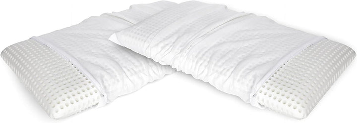 Talamo Italia Set de 2 perne pentru pat, 100% Made in Italy, pernă detașabilă "săpun" din spumă de memorie perforată, hipoalergenică și respirabilă, 70X40Xh16 Cm Perne standard Naty Shop Altezza 10 Copertă inclusă Set Da 2