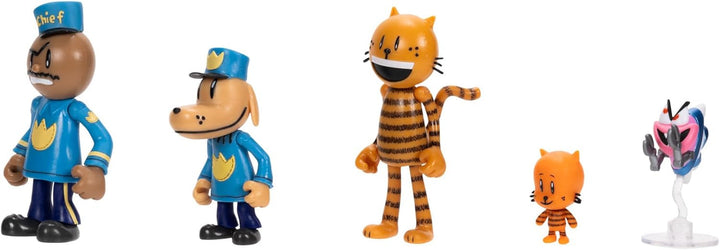 Dog Man Movie Action Figure Multipack Set de la Jakks Pacific, include figuri mobile de 6 cm - jucării inspirate din film, Lil Petey, Petey, Chief și Flippy!