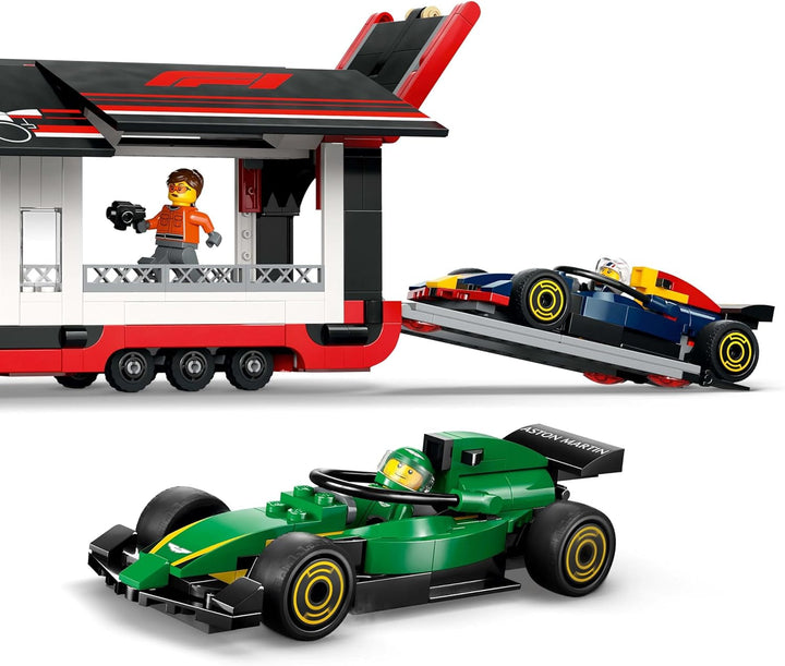LEGO City F1 Transporter with RB20 & AMR24 F1 Racing Cars - Toy Car Transporter for Red Bull & Aston Martin Formula 1 Teams - Incl. 5 Minifigures - Gift for Boys & Girls Ages 8+ 60445
