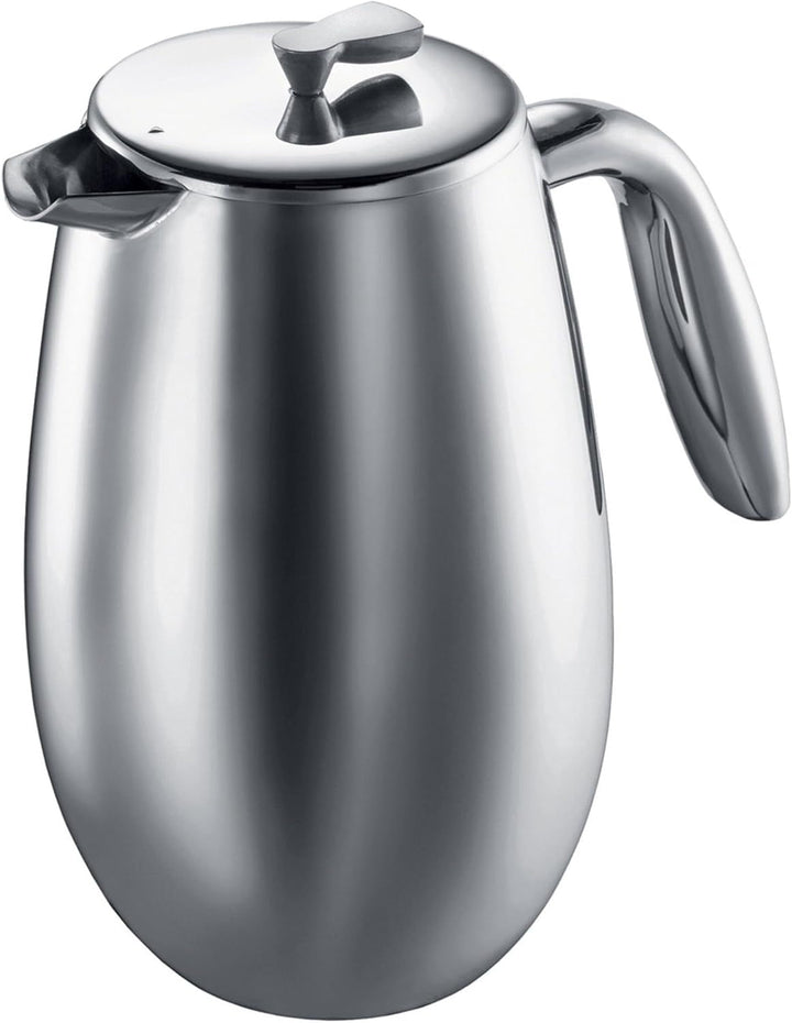 Cafetieră Bodum 1308-16 Columbia (cu perete dublu, din oțel inoxidabil, rezistentă la spălarea vaselor, 1,0 litri (34 oz)) Strălucitoare