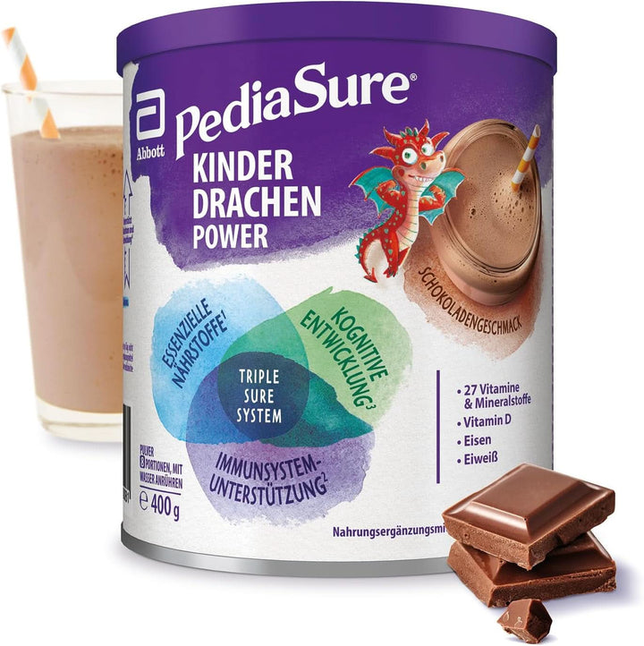 Pediasure Kinder Drachen Power Vanille 400G| Leckerer Nahrungsergänzungsshake Für Kinder Ab 1 Jahr|Mit 27 Vitaminen & Mineralien, Protein Und Triplesure Komplex|Verpackung Kann Variieren